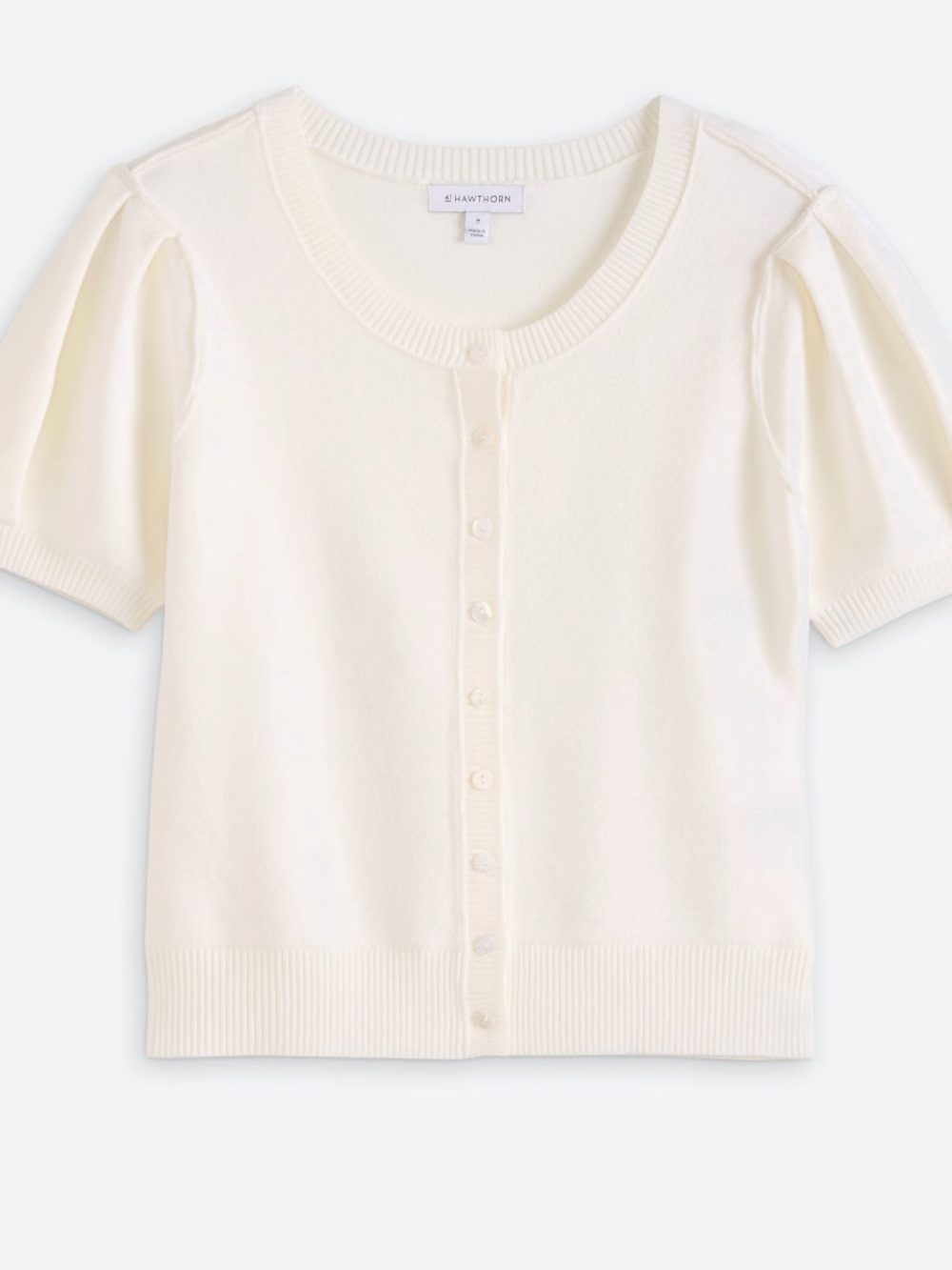 41 Hawthorn Cream Short-Sleeve Button Cardigan
